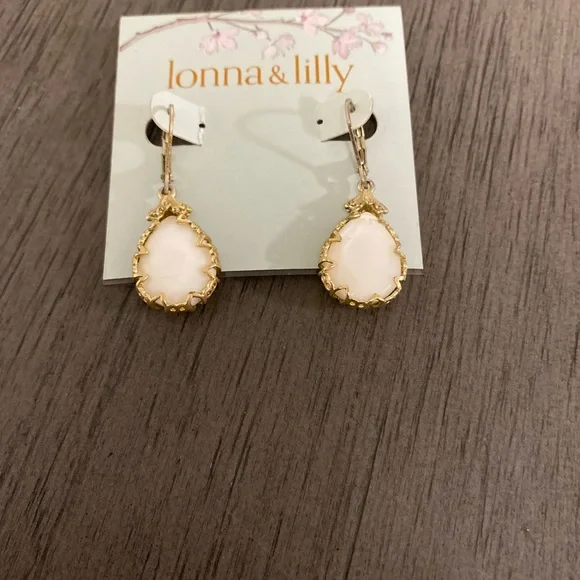 Lonna and Lilly Women's Gold-Tone Stone Drop Earrings - Picture 2 of 2